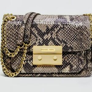 Michael Kors Snake Print Crossbody Bag - Brown and Gold Rare 569.00 Retail